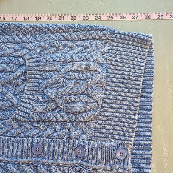 J Crew Cable-knit V-neck Cardigan Sweater Blue 💙 size Small 100% Cotton - Picture 9 of 9